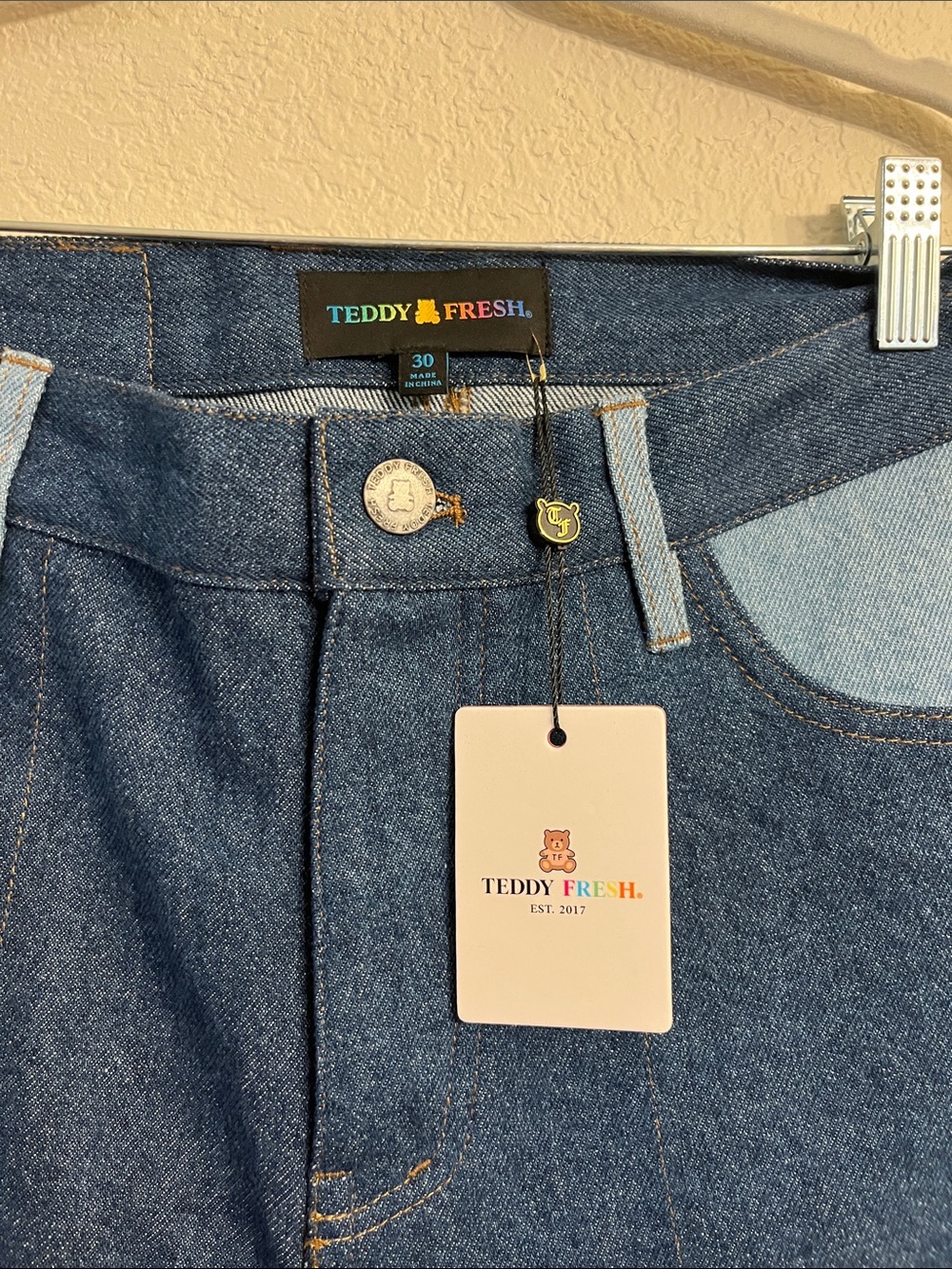 Teddy Fresh convertible patchwork/ two tone Jeans - Picture 2 of 13
